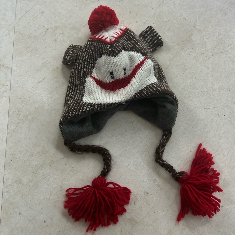 Kids Winter Ski Hat Sock Monkey.
